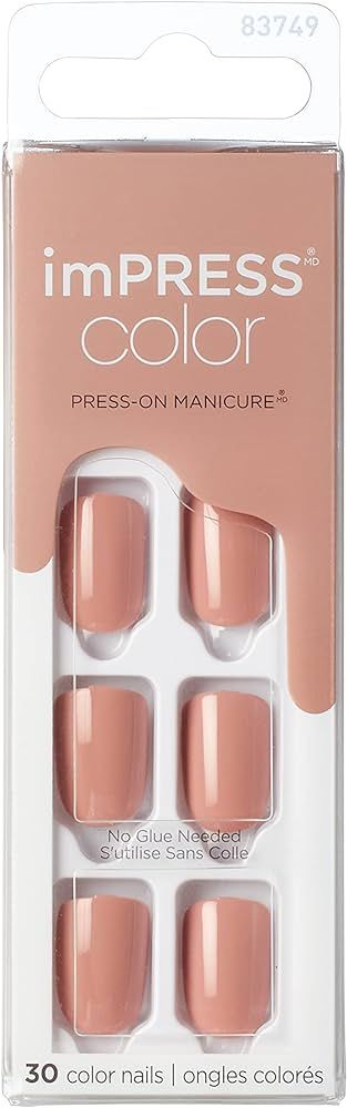 KISS imPRESS Color Press-On Nails, Gel Nail Kit, PureFit Technology, Short Length, Sandbox, Polis... | Amazon (US)