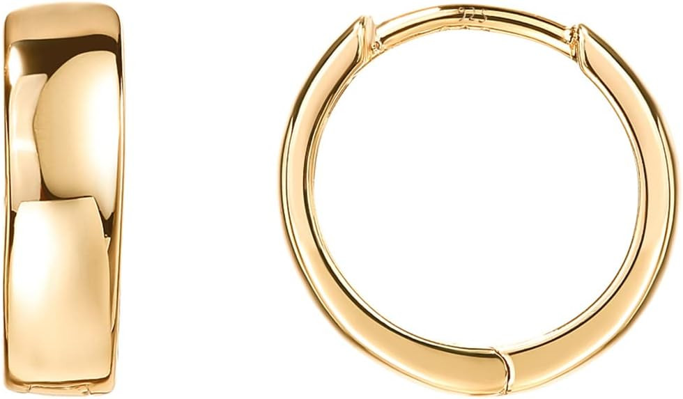 PAVOI 14K Gold Plated 925 Sterling Silver Post Huggie Earrings - Small Hoop Earrings for Women | Amazon (US)
