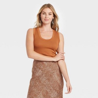 Women&#39;s Slim Fit Tank Top - A New Day&#8482; Brown XL | Target
