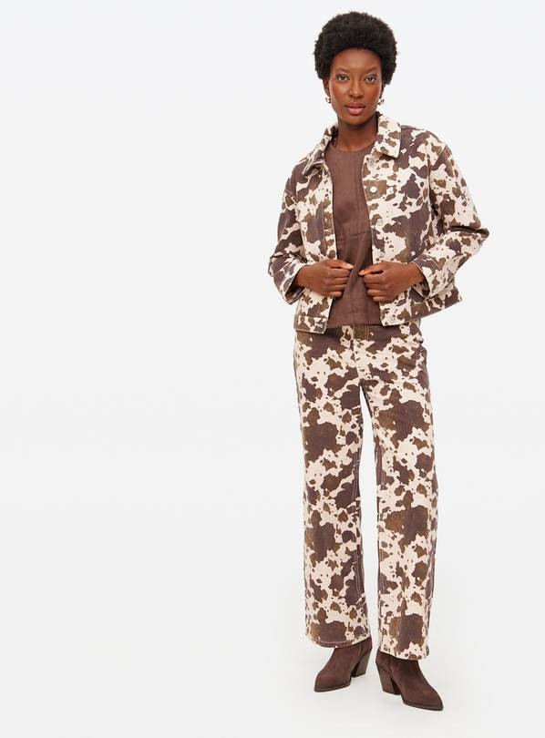 Cow Printed Wide Leg Co-ord Denim Jeans 6R | Tu Clothing