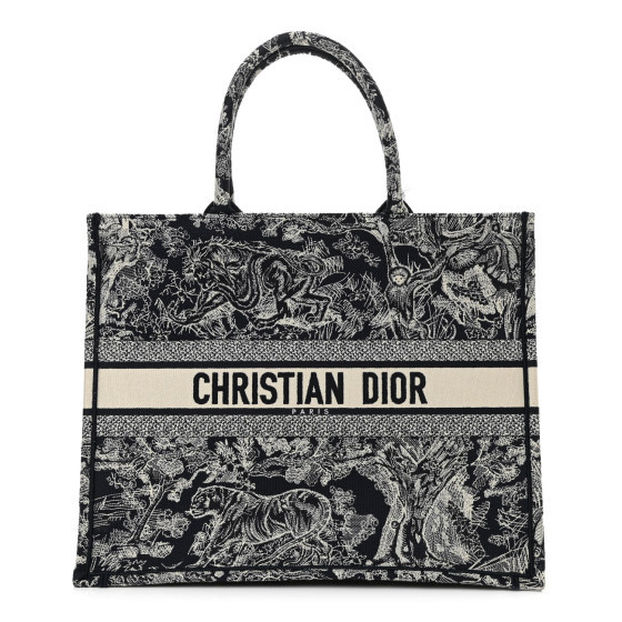 CHRISTIAN DIOR Canvas Embroidered Large Dioriviera Toile De Jouy Reverse Book Tote Blue | FASHIONPHILE (US)