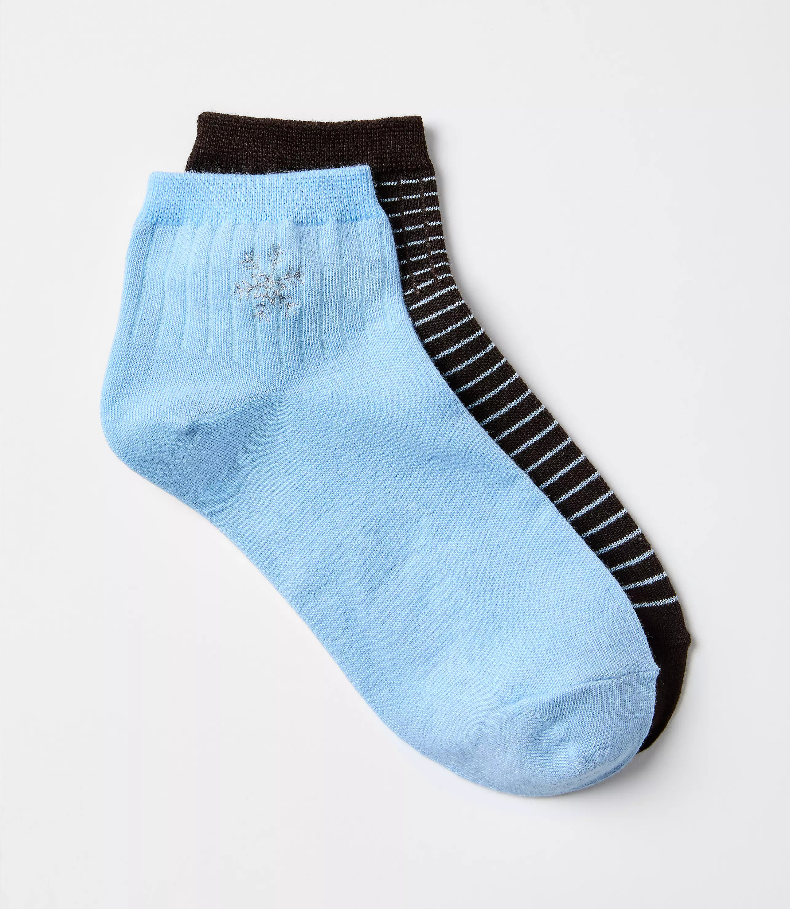Snowflake & Stripe Ankle Sock Set | LOFT