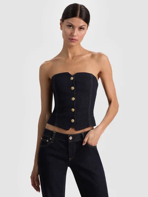 KELCEY STRAPLESS DENIM VEST - DARK RINSE | Alice + Olivia