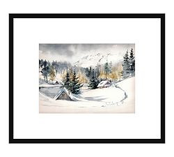 Village In the Snow Framed Print | Pottery Barn (US)