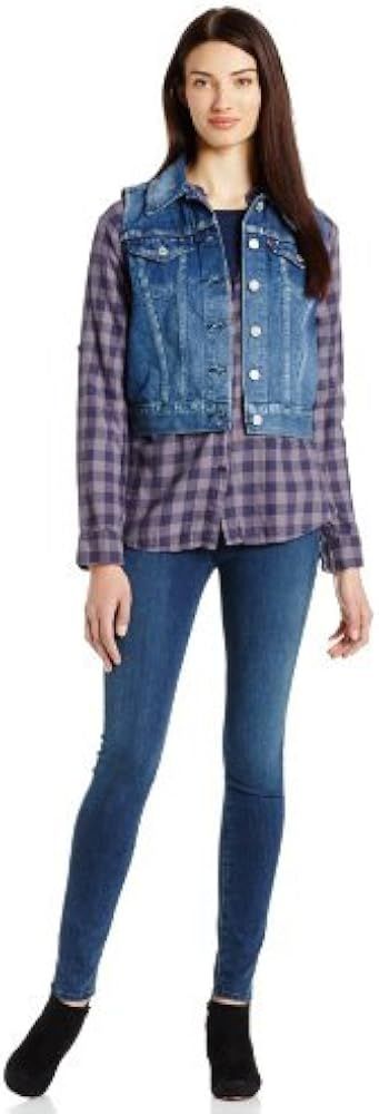 Levi's Juniors Authentic Trucker Vest, Fin, Large at Amazon Women's Coats Shop | Amazon (US)