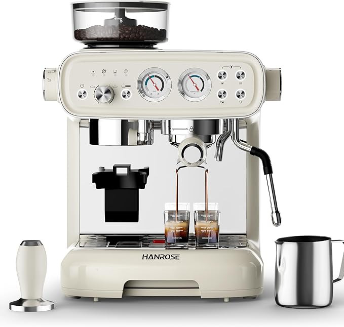 Espresso Machine With Grinder, 20 Bar Espresso Machine with Milk Frother Steam Wand, Espresso Mac... | Amazon (US)