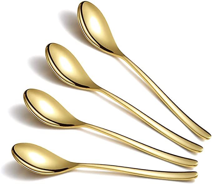 Gold Coffee Spoons 4 Pieces, Homquen 5.5" Modern Design Stainless Steel Demitasse Espresso Spoons... | Amazon (US)