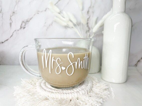 Personalized Mrs Mug  Glass Coffee Mug  Mrs. Coffee Mug  | Etsy | Etsy (US)