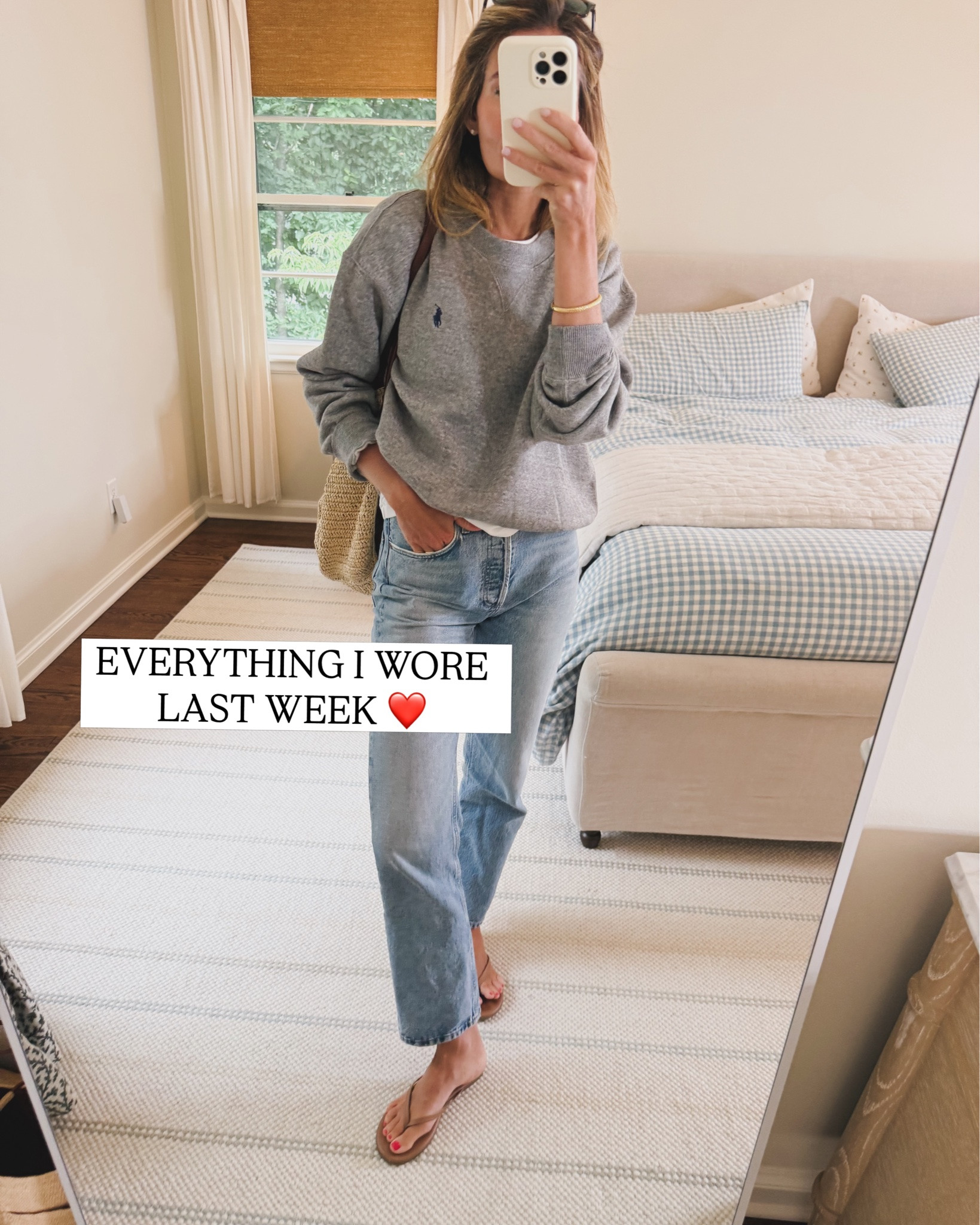 Such a wonderful low key week with lots of outfits to match. Worked from home, ran with our girl for her first 5k and reset with some family time at the beach. Some of my favorites this week include an Amazon sarong, an amazing long sleeve white tee perfect from now through Fall and a new crewneck I’m obsessed with launching tomorrow. 

❤️ grey crewneck: wearing a small, white tee: sized up 1 to a M, jeans: run tts in a 25, nude flip flops: run tts in a 7, white swimsuit: runs tts in a small, graphic tee: wearing a small, jeans: run tts ins a 25, jelly flats: run tts in a 7. jean shorts: sized up 1 to a 26, long sleeve tee:L runs tts in a small, jeans: run tts in a 25, swimsuit: one size fits all, purple sarong is old Marea. Navy Sweatshirt.+ set is Daily Drills (launching Tuesday - sign up for Substack and I'll send you the link so you can order before it sells out!), eyelet tank: wearing an XS. Workout set: wearing an XS top and small bottom. Navy Crewneck: Sized up 1 to a M. Boxer Shorts: wearing a small. Navy Set: launches tomorrow (Tuesday!) 

#ootd #everydaystyle #momoutfit #summeroutfitideas #outfitinspiration

#LTKootd #LTKSeasonal #LTKActive