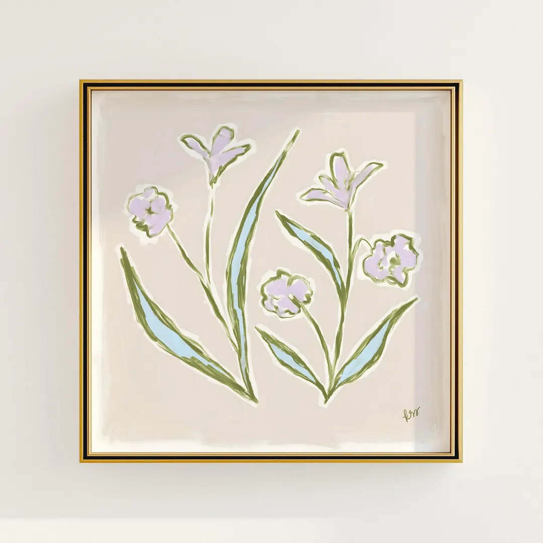 Lavender & Green Floral Botanical Print | Grandmillennial Wall Decor | Modern Southern Art | Digi... | Etsy (Global)