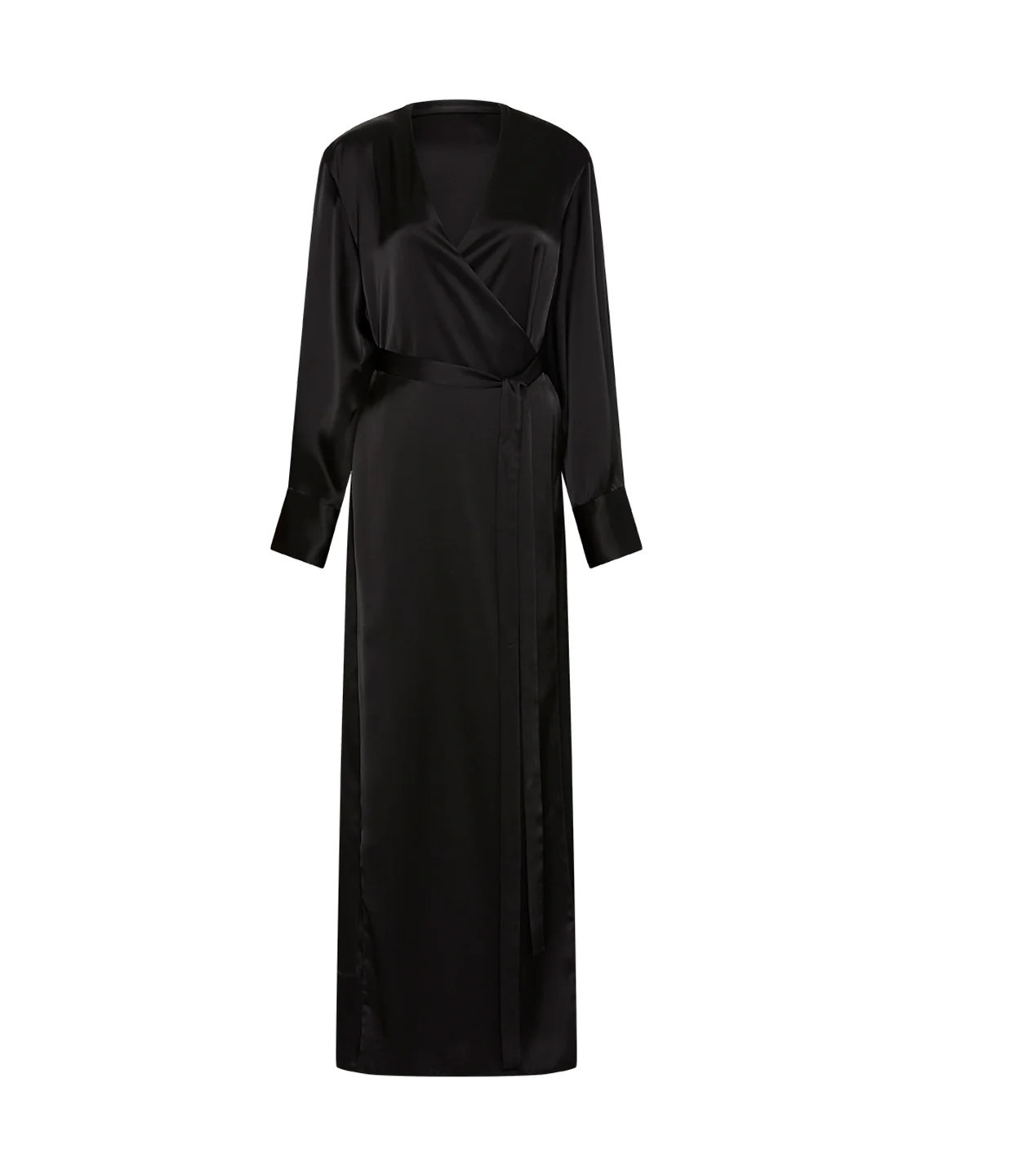 Mono Double Satin Wrap Dress in Black | Mode Sportif