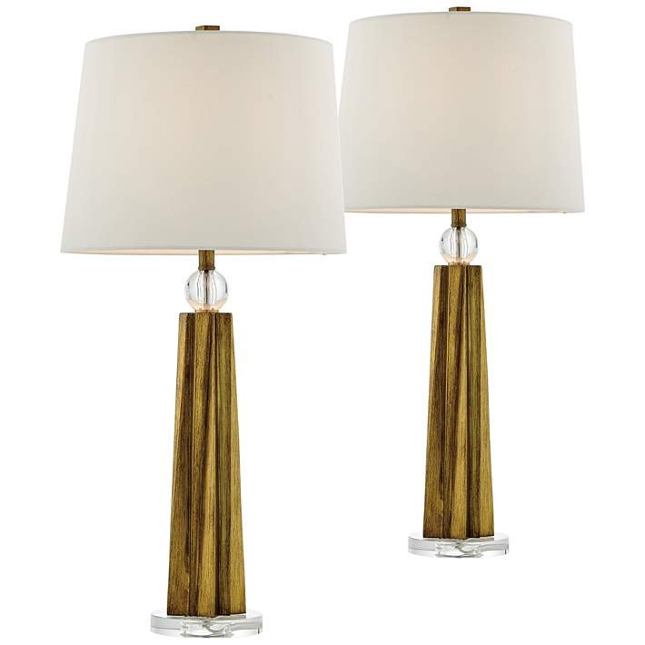 Heather Gold Column Table Lamps Set of 2 | Lamps Plus