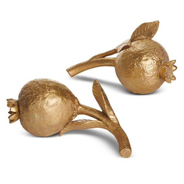Gold Finish Decorative Pomegranate Set of 2 | Antique Farm House