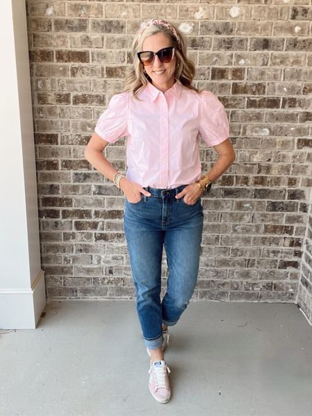 Friday’s teacher outfit of the day- JCrew factory of course! Wearing size small in cute puff sleeve top and jeans 

#LTKworkwear #LTKover40 #LTKfindsunder100