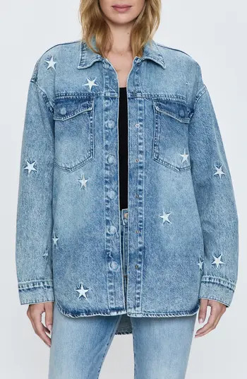 Pistola Mandy Star Embroidered Oversize Denim Shirt Jacket | Nordstrom | Nordstrom