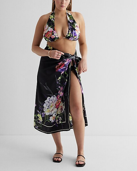Black Floral Print Sarong | Express
