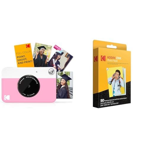 Kodak PRINTOMATIC Digital Instant Print Camera (Pink) with Kodak 2ʺx3ʺ Premium ZINK Photo Paper (50 Sheets) | Amazon (US)