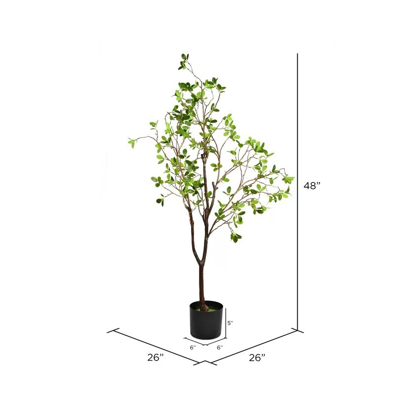 Artificial Potted Milan Leaf Tree | Wayfair North America