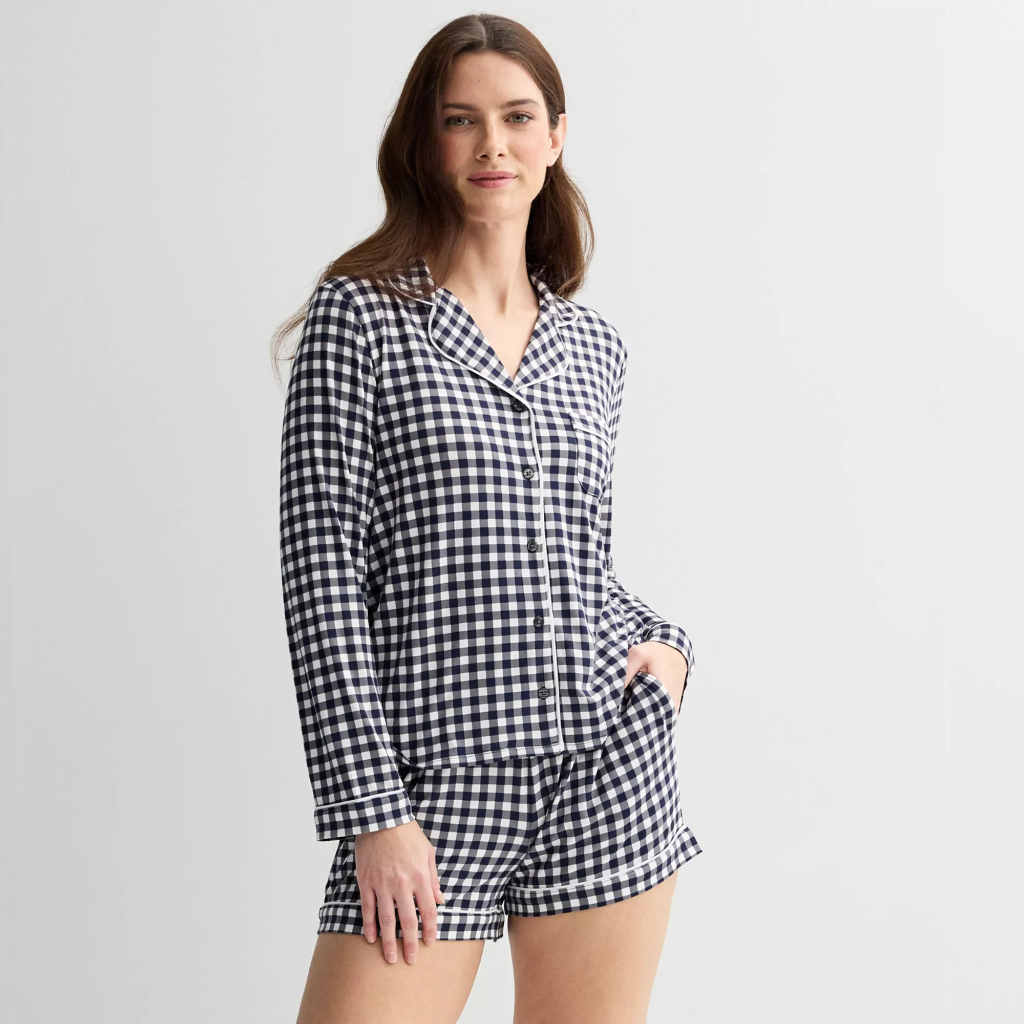 Women's Draper James 2-Piece Cozy Long Sleeve Pajama Top and Pajama Shorts Set | Kohl's