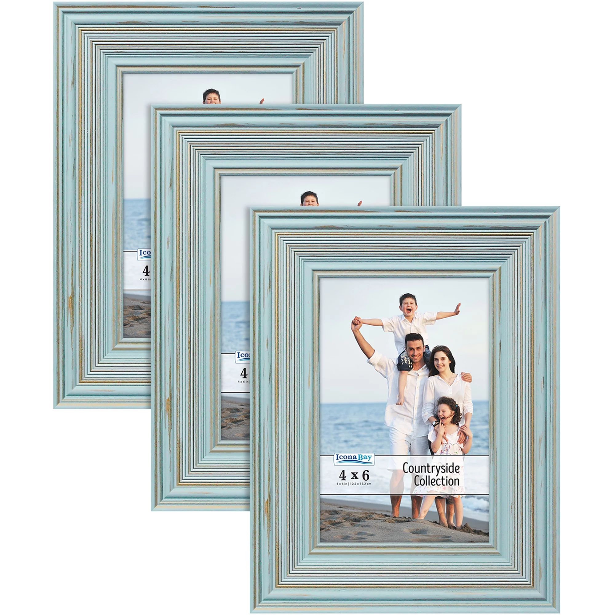 Icona Bay 4x6 Eggshell Blue Picture Frames, 3 Pack, Countryside Collection (US Company) - Walmart... | Walmart (US)