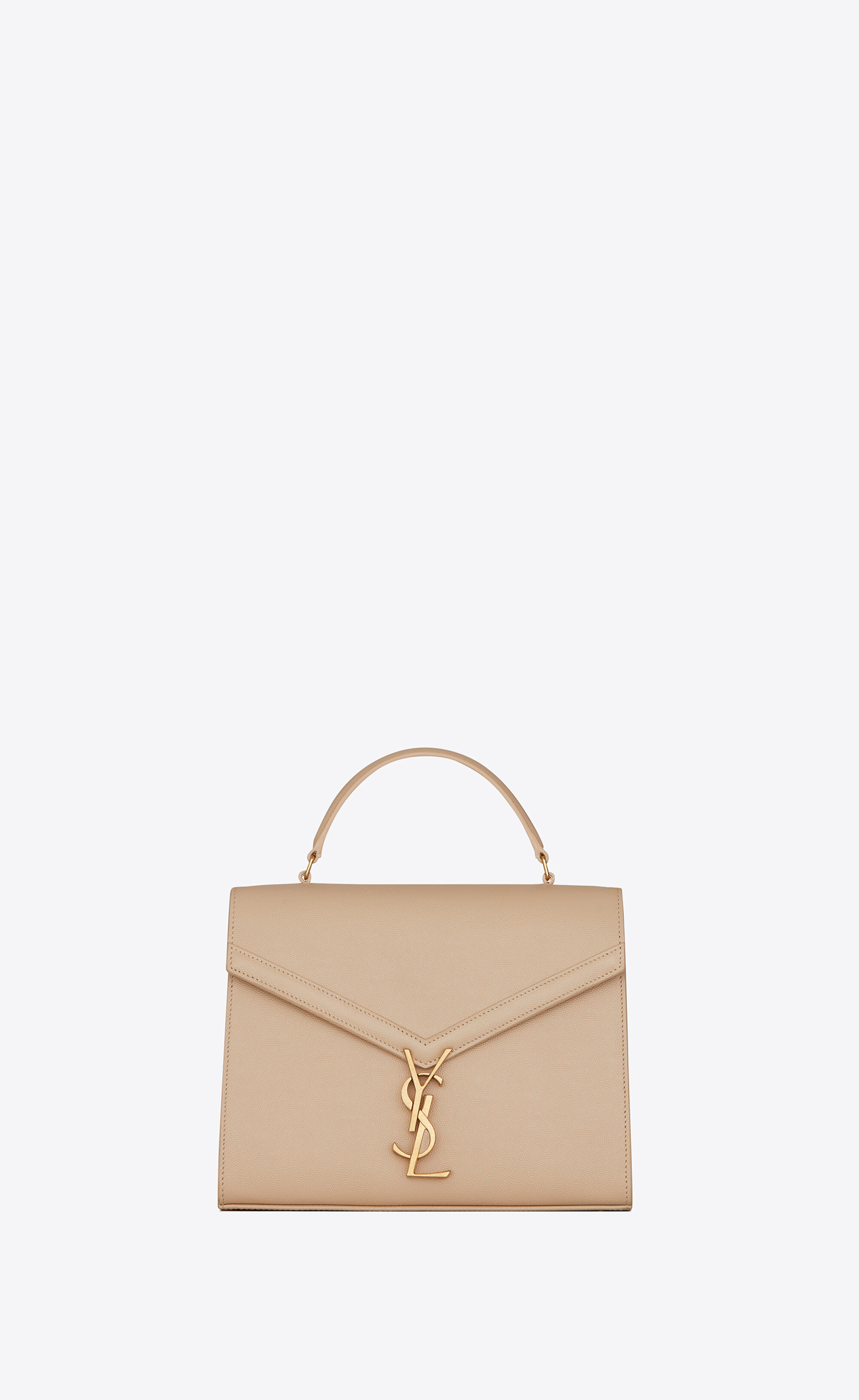 Cassandra Medium Top Handle Bag In Grain De Poudre Embossed Leather White One Size | Saint Laurent Inc. (Global)