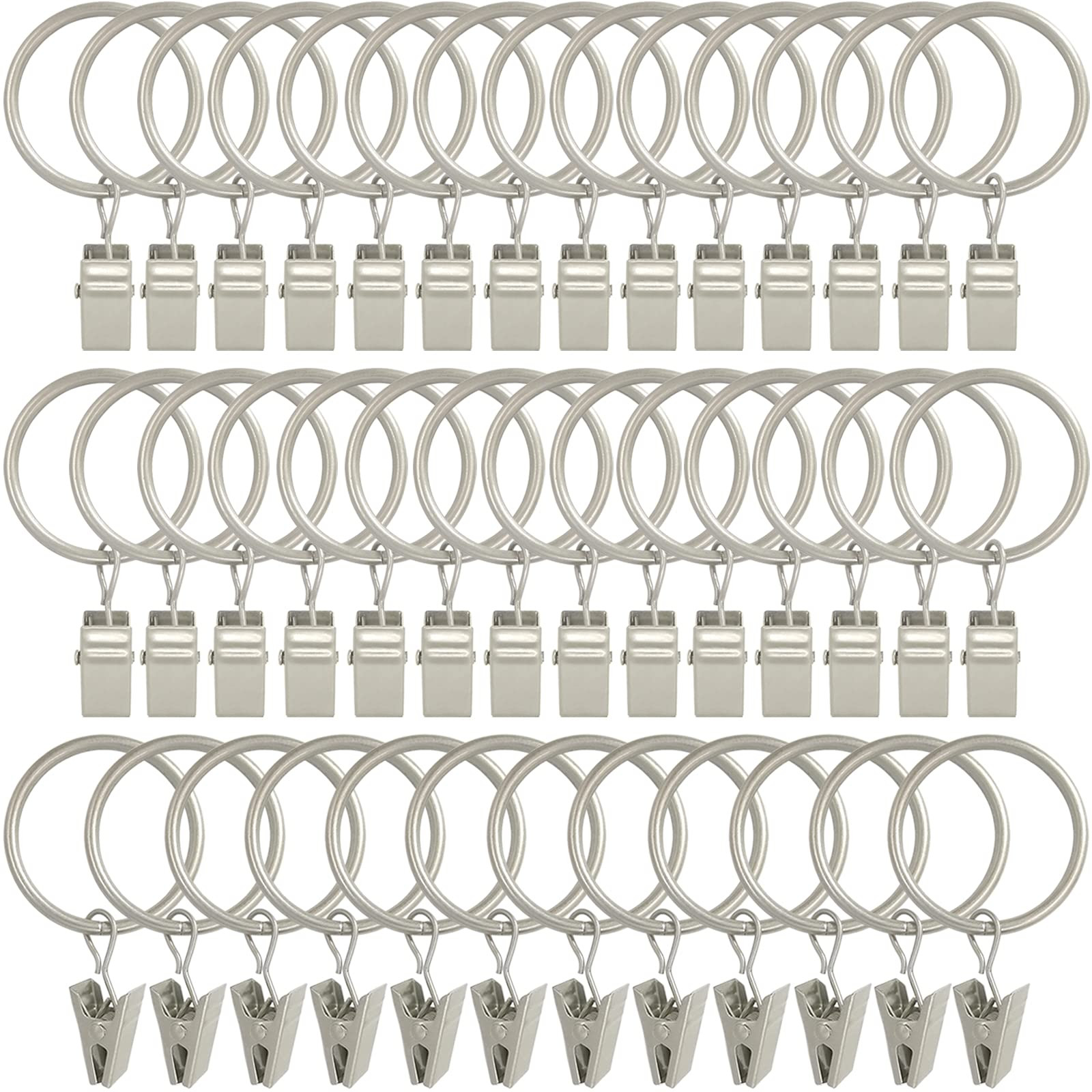 40 Pack Curtain Rings with Clips, Curtain Clip Rings Hooks, Bow Hanger Clips for Hanging Drapery ... | Amazon (US)