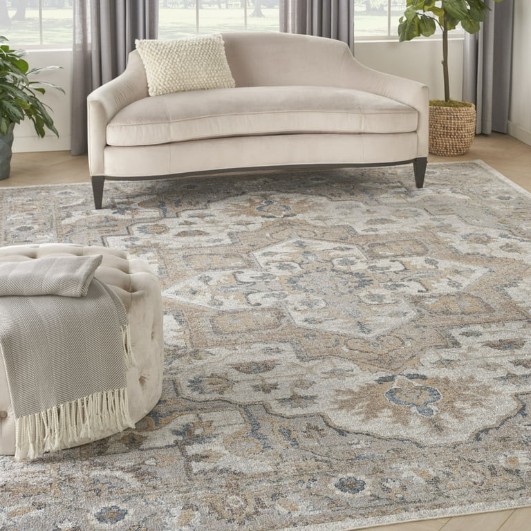 Nourison Astra Machine Washable Persian Silver Grey 7'10" x 10' Area Rug (8x10) | Walmart (US)