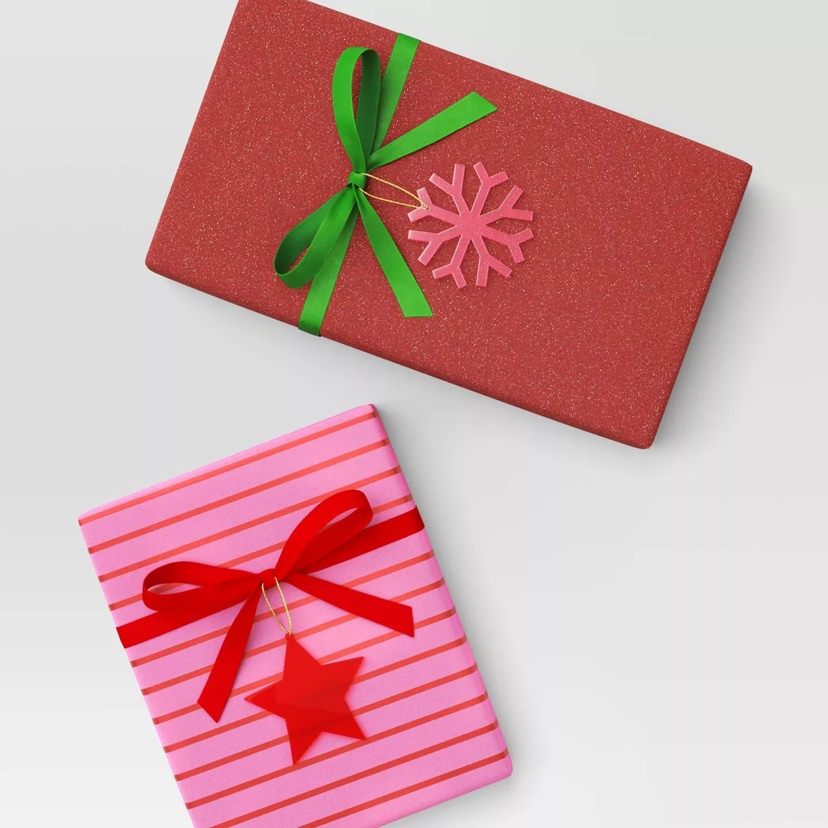 20 sq ft Reversible Glitter/Stripe Christmas Gift Wrap Red/Pink - Wondershop™ | Target