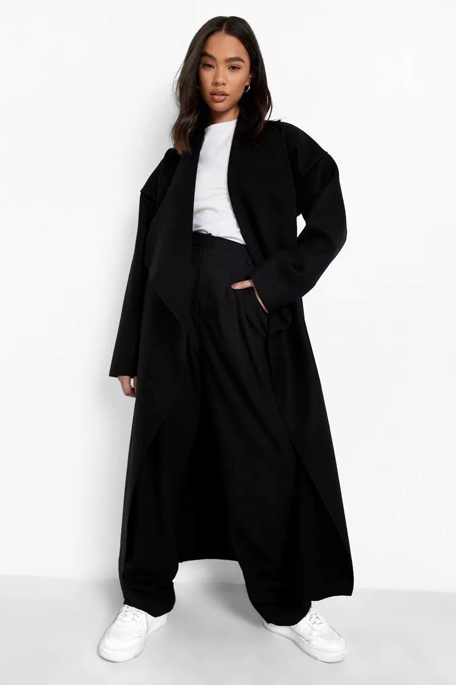 Super Oversized Waterfall Wool Look Coat | Boohoo.com (US & CA)