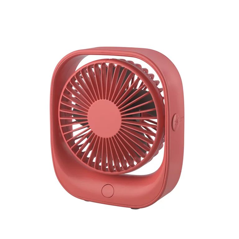 Mainstays Personal Rechargeable USB Portable Tabletop Fan in Coral, Head Swivels Vertically | Walmart (US)