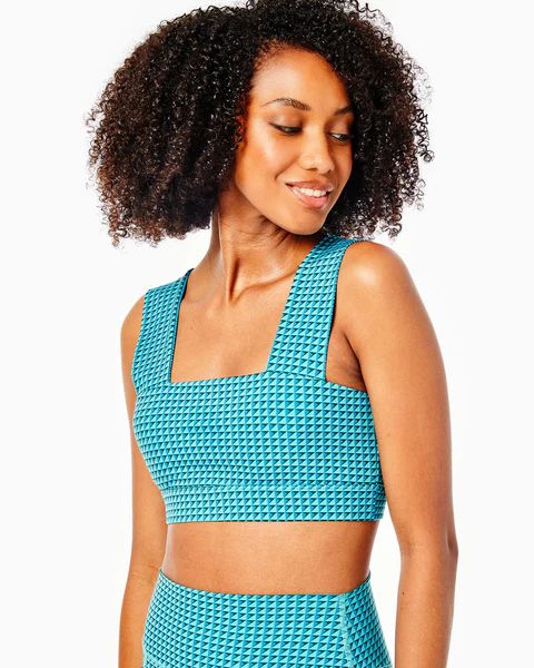 Moravian Sports Bra in Totally Teal Geo | The Avenue