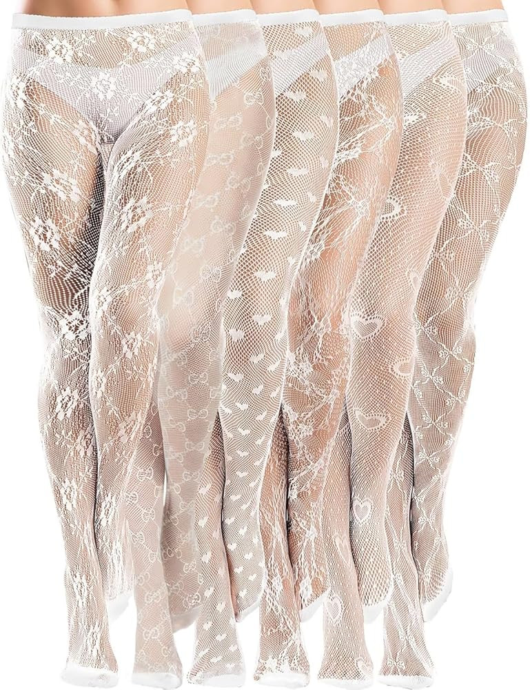 6 Pairs Patterned Tights for Women,Fun Lace Tights,High Elastic Cute Y2k Style Waist Tight with D... | Amazon (US)