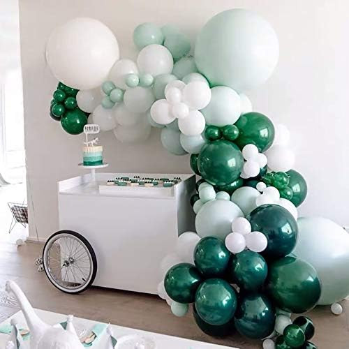Green White Balloons Arch Garland Kit Latex White Mint Green and Dark Green Balloons for Jungle S... | Amazon (US)