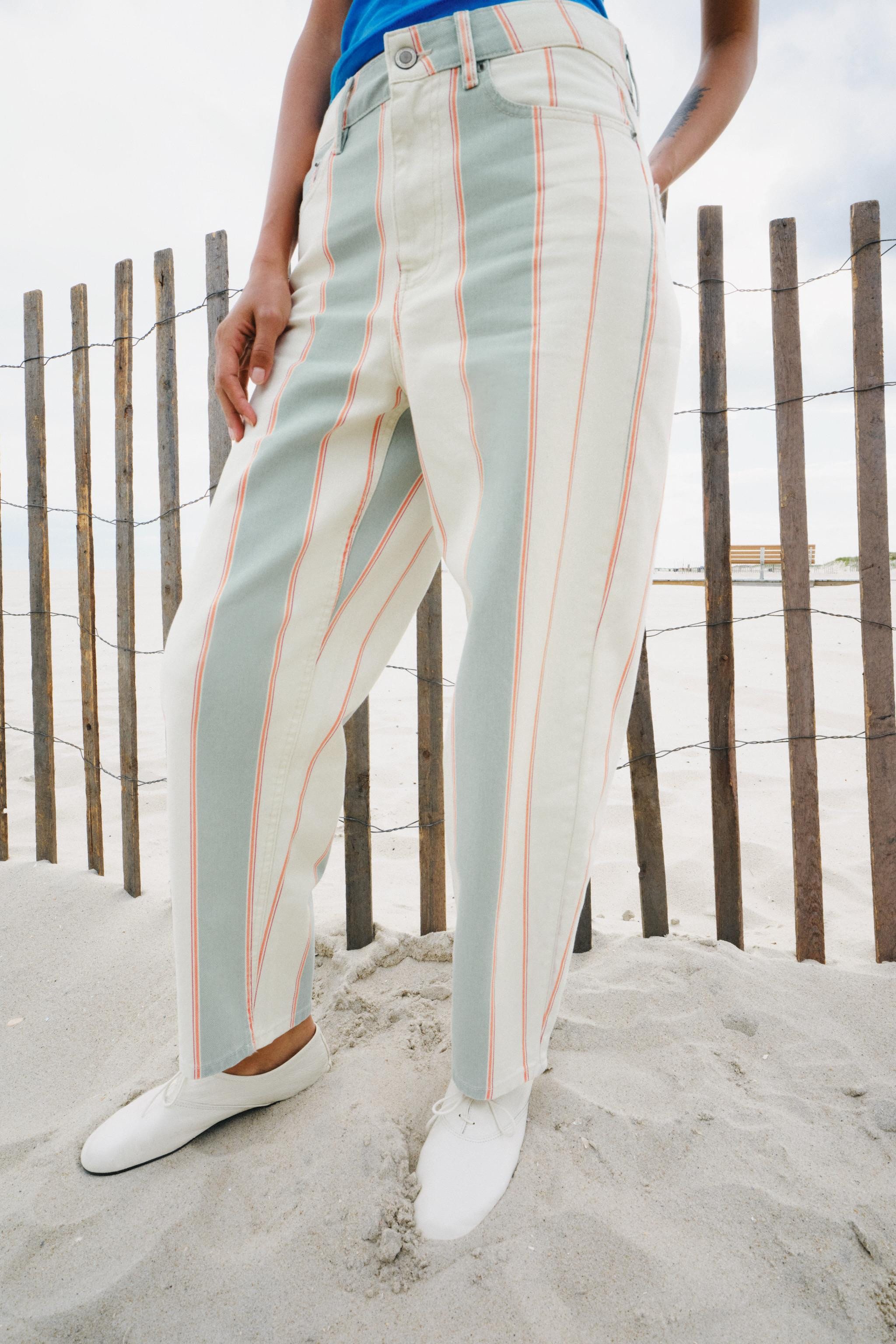 ZW COLLECTION MID-WAIST TAPERED STRIPED JEANS | Zara UK