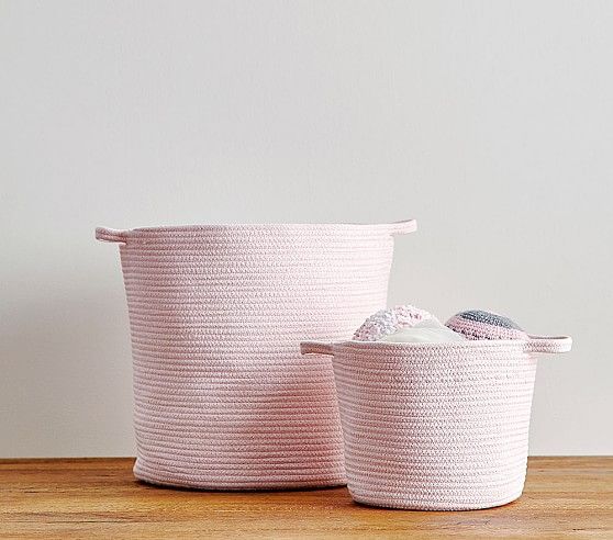 Light Pink Sloan Cotton Rope Storage | Pottery Barn Kids