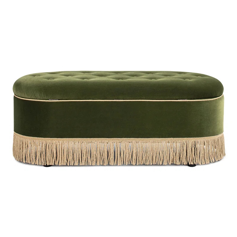 Melinda Oval Tufted Bullion Fringe Storage Bench | Wayfair North America