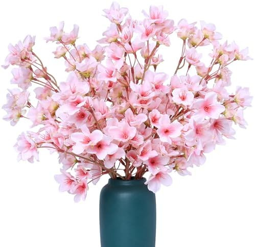 SITUMEIZI 6Pcs Artificial Cherry Blossom Branches Decor Fake Flowers Silk Spring Faux Flowers 16"... | Amazon (US)