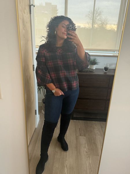 My sister in holiday plaid! This top was a little short on me (I’m about 5’9”) but works perfectly for my sister who is a little shorter! Wearing size XL and under $30! 

#LTKSeasonal #LTKfindsunder50 #LTKmidsize
