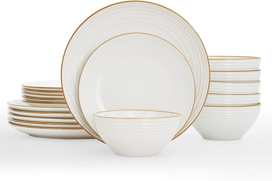 Famiware Jupiter Dinnerware Set, Plates and Bowls Sets for 6, Microwave and Dishwasher Safe, Scra... | Amazon (US)