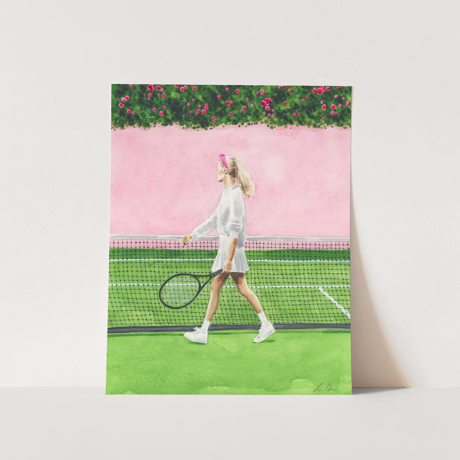 ART PRINT Tennis Girl - Pink and Green Preppy Sporty - Fashion Illustration New England Summer Co... | Etsy (US)