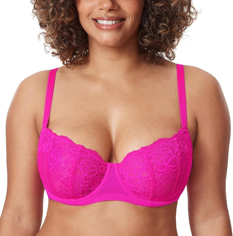 DELIMIRA Women's Balconette Lace Plus Size Sexy Bras | Amazon (US)