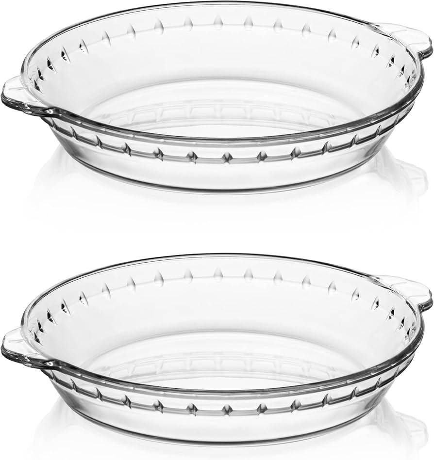Sweejar Glass Pie Pan for Baking(2 pack), 9.5 Inches Round Baking Dish for Dinner, Non-Stick Pie ... | Amazon (US)