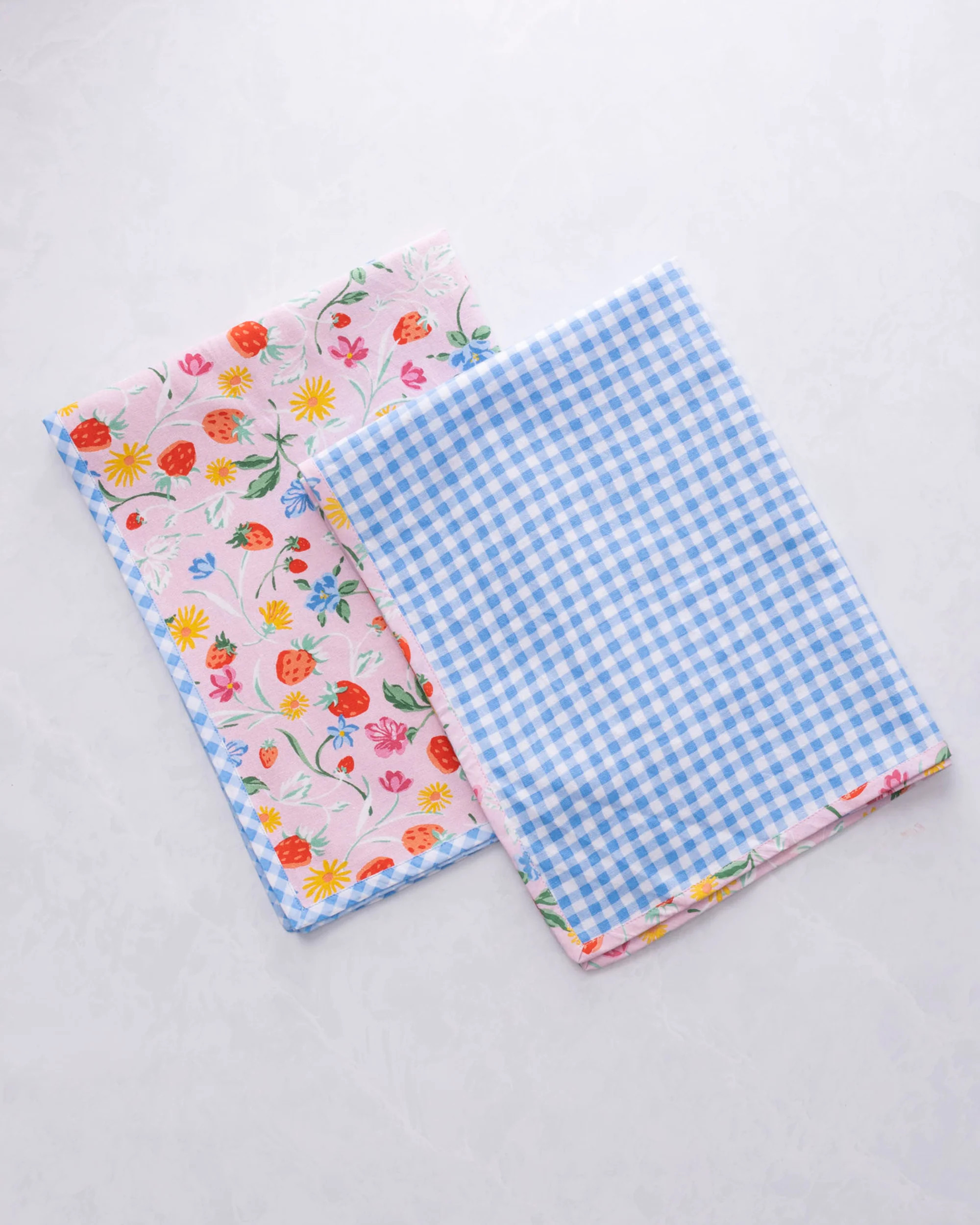 Strawberry Vines - Tea Towels Set Of 2 - Blush | Printfresh