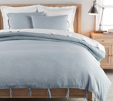 Belgian Linen with Ties Duvet Cover, King/Cal King, Chambray/Flax | Pottery Barn (US)