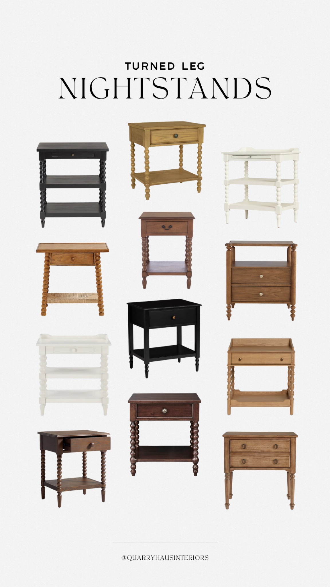 Turned leg nightstands, including budget friendly options starting at $97!

Bedroom furniture nightstand side end accent table traditional wood white black

#LTKHome