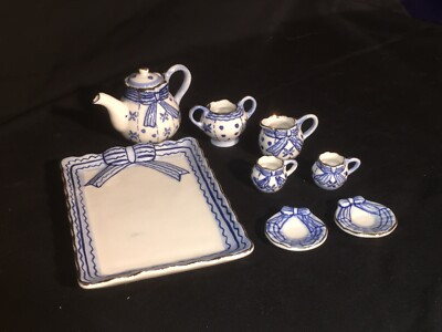 Mini Porcelain Tea Set for 2 Small BLUE RIBBON NIB OLD STOCK LWV 568-6 | eBay US