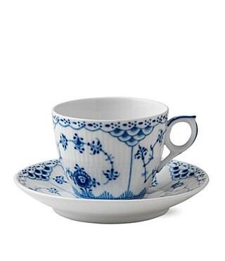 Royal Copenhagen Blue Fluted Half Lace Coffee Cup Saucer | Dillard's