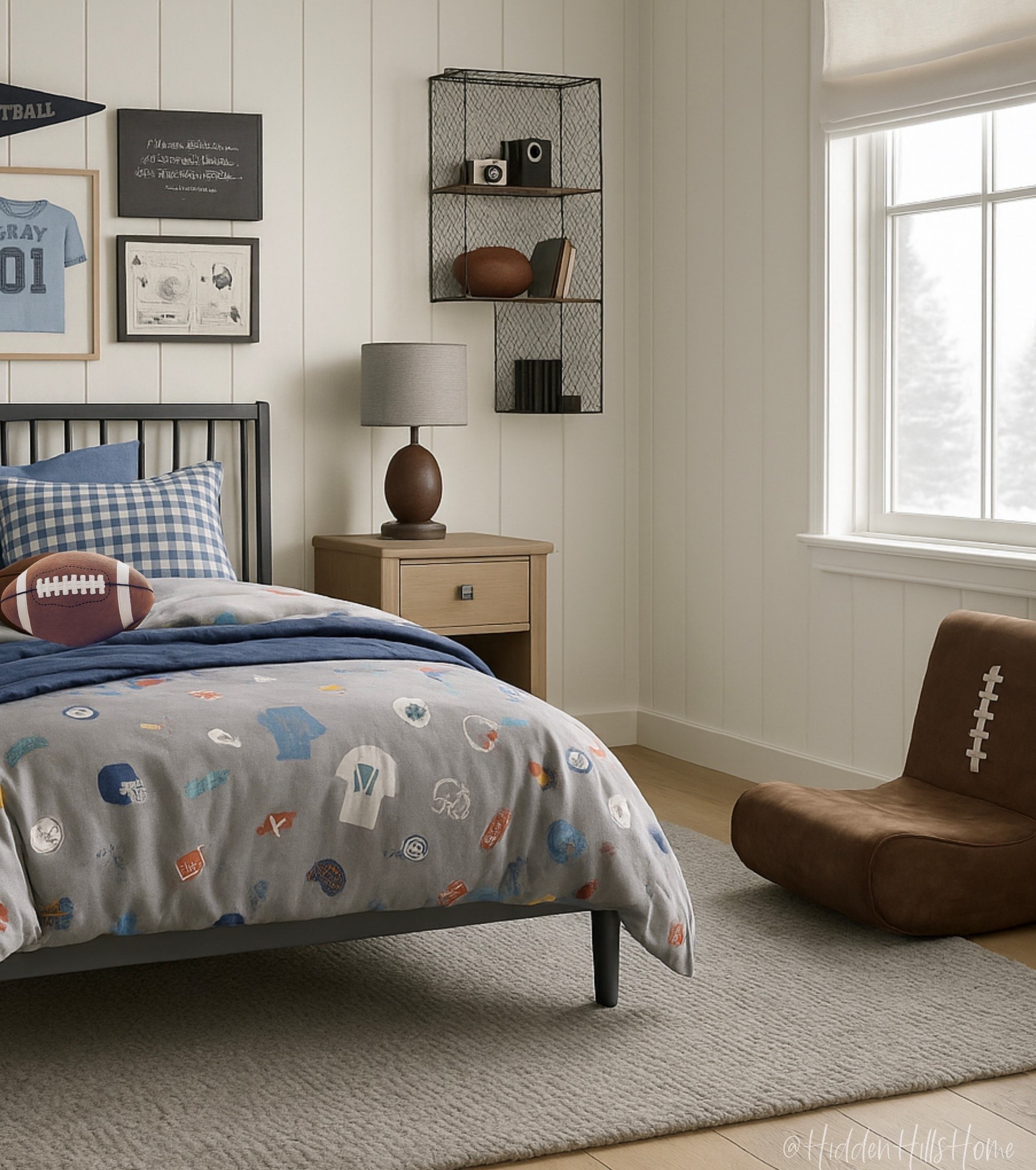 Boys bedroom decor, football themed bedroom design, kids room mood board, sports themed bedroom ideas, boys room decor, home decor, bedding #bedroom

#LTKHome #LTKSaleAlert #LTKKids
