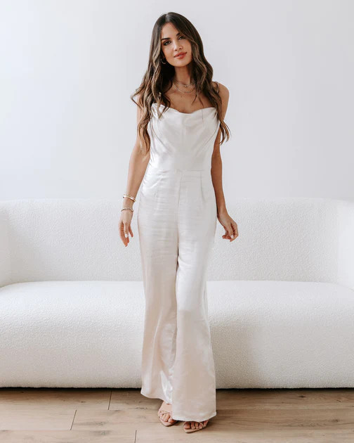 Miabella Satin Cowl Neck Jumpsuit - Champagne | VICI