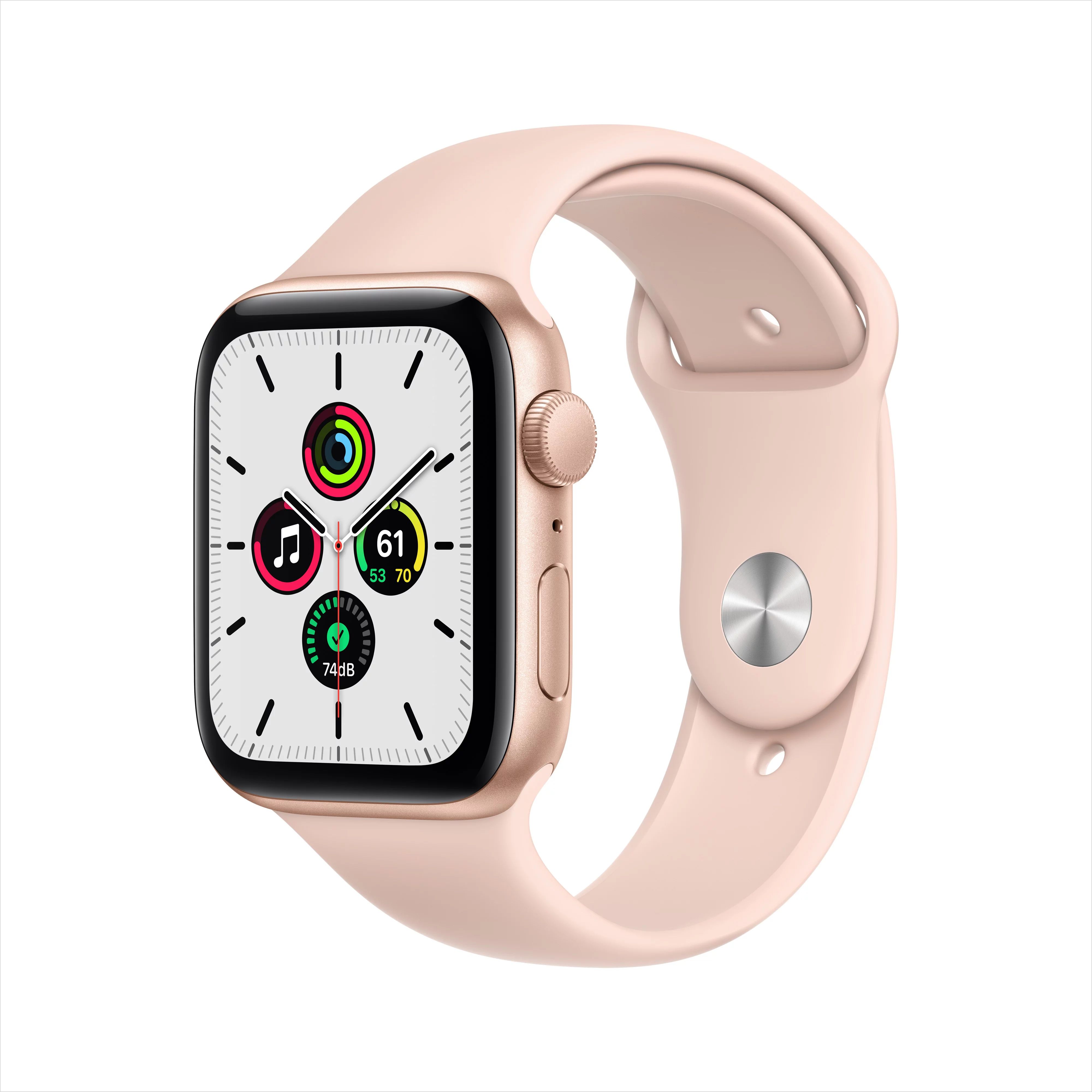 Apple Watch SE GPS, 44mm Gold Aluminum Case with Pink Sand Sport Band - Regular - Walmart.com | Walmart (US)